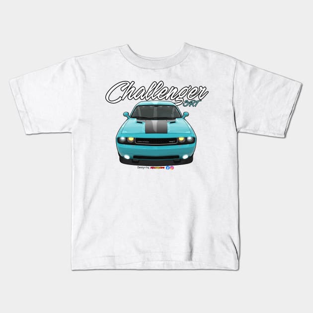 Challenger SRT8 Light Blue by pjesusart Kids T-Shirt by PjesusArt